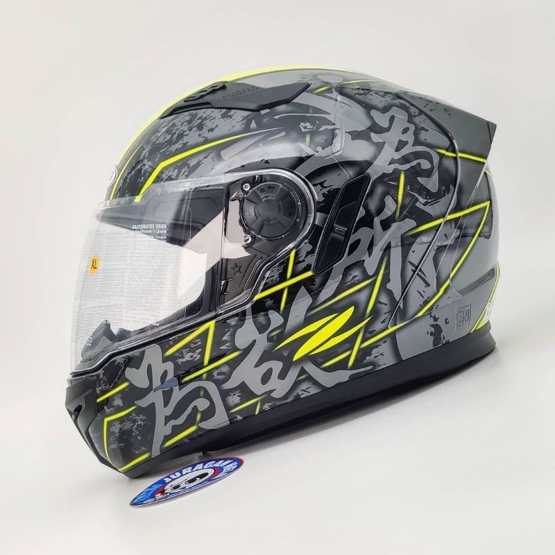 Helm Zeus ZS813 AN24 Grey Fluo Yellow - Fullface Double visor-2
