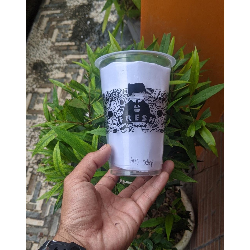 sablon cup Gelas Plastik 16 oz Printing cup plastik wadah minuman boba ice tea teh kopi isi 1000pcs