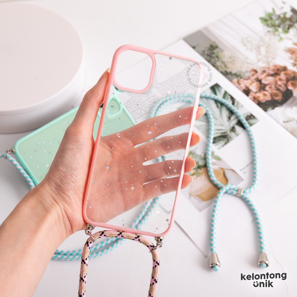 (Seri 2) For iPhone - Star Light Glitter Lanyard Case/ Sling Case Tali