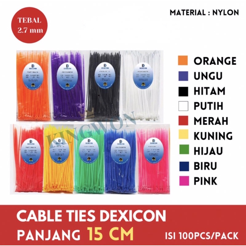 KABEL TIE CABLE TIES 15 cm isi 100 PCS 2.5X150 MM WARNA WARNI