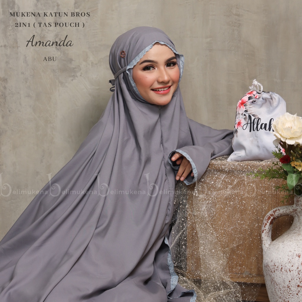 Mukena Dewasa Katun 2in1 Bros Tas Pouch Amanda