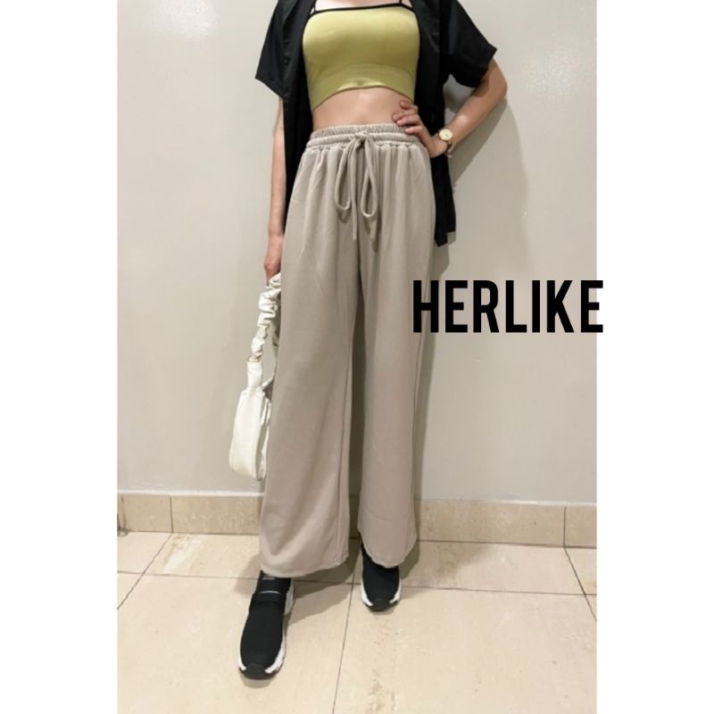 Yuri kulot  / kulot knit import /Celana Knit Import / Flexible/kulot wanita/kulot dewasa /celana panjang-Grey