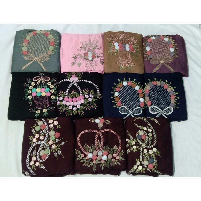 Mukena Bordir Tile - Mukenah Rayon Tile Bordir Terusan