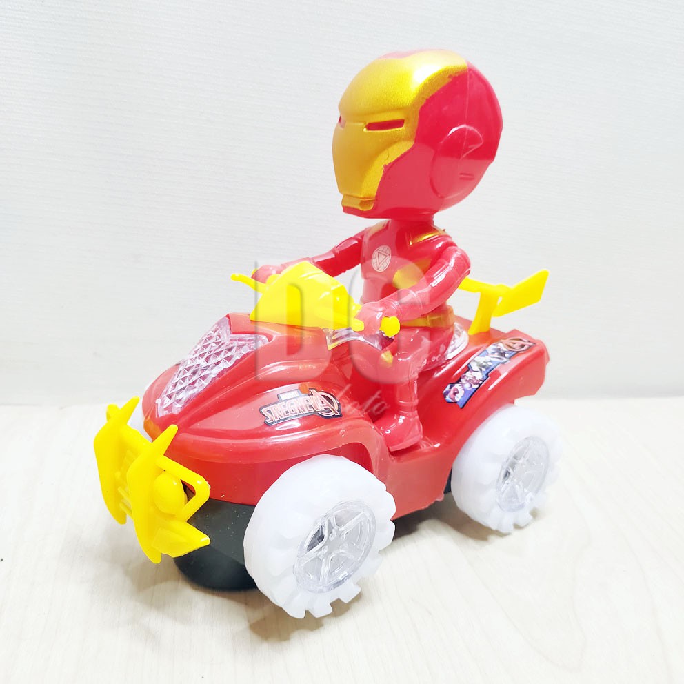 Avengers Assemble Iron Man Mainan Motor ATV Off Road Bump Go Musik Lampu