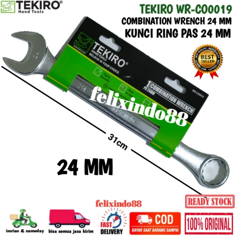 Tekiro Kunci Ring Pas 16 17 18 19 21 22 24 mm Original Spaner Combination Wrench Konci Ringpas