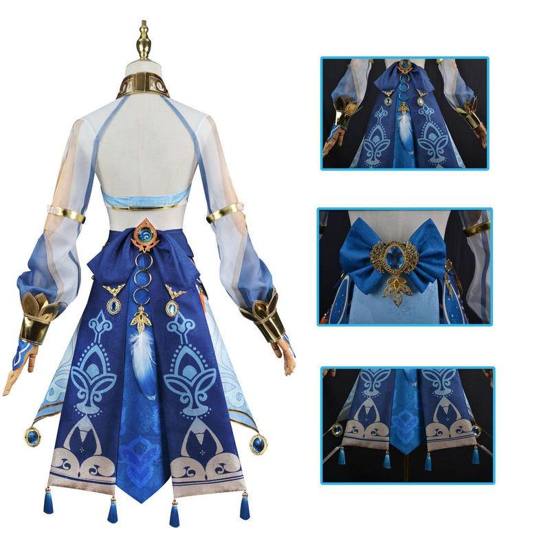 【Wetrose】Ready Stock Genshin Impact Game Sumeru Suit Nilou Cosplay Blue Costume Wanita Dancer Suit Full Set