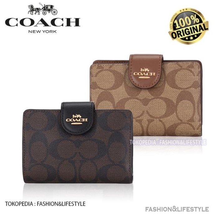 (100% Original) Dompet Coach C0082 Signature Medium Corner Original Fashion