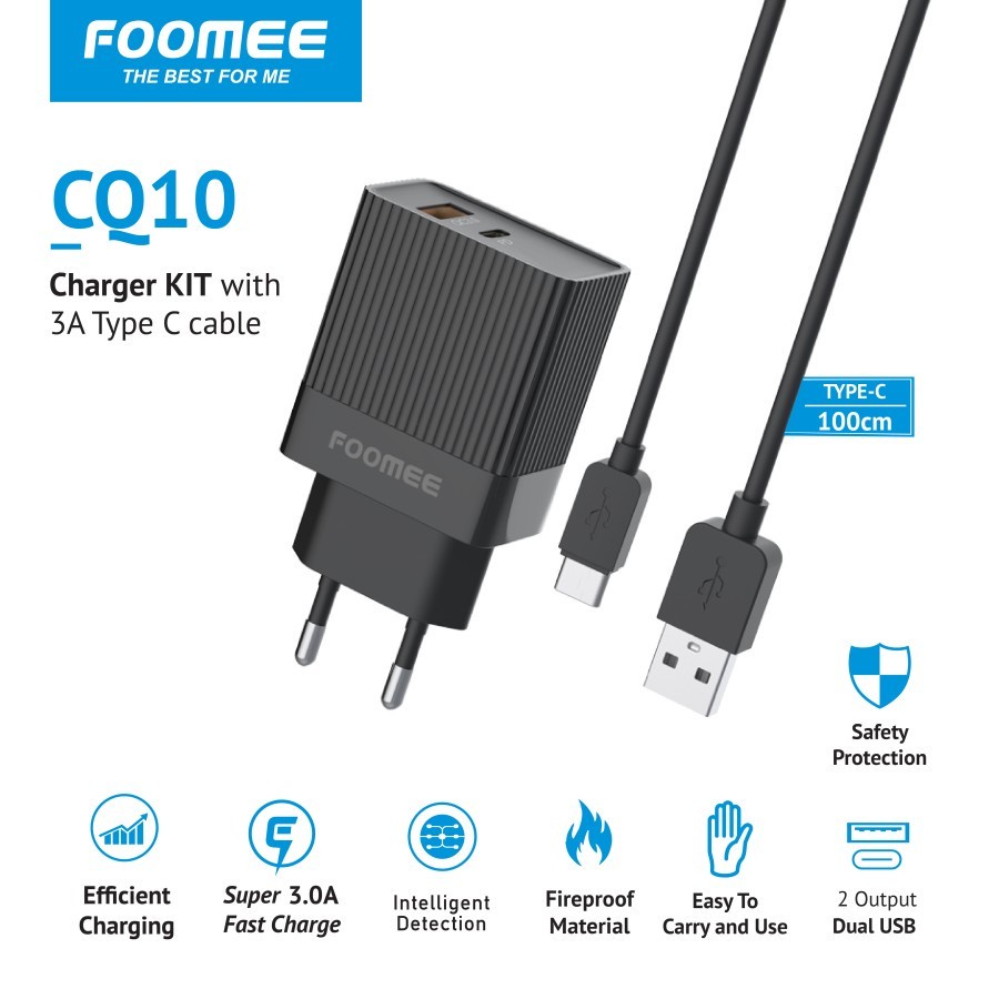 Foomee CQ10 charger QC+PD18W Type-C set charger