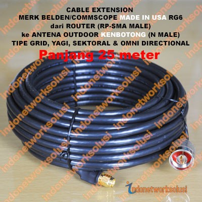 KENBOTONG CABEL EXTENSION BELDEN untuk ANTENA GRID SEKTORAL YAGI OMNI (25m)