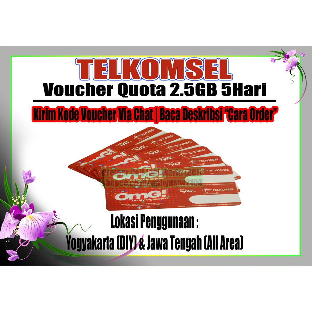[KIRIM KODE] Voucher Telkomsel 2.5GB 5Hari, JOGJA - JAWA TENGAH (JATENG) | Via Chat