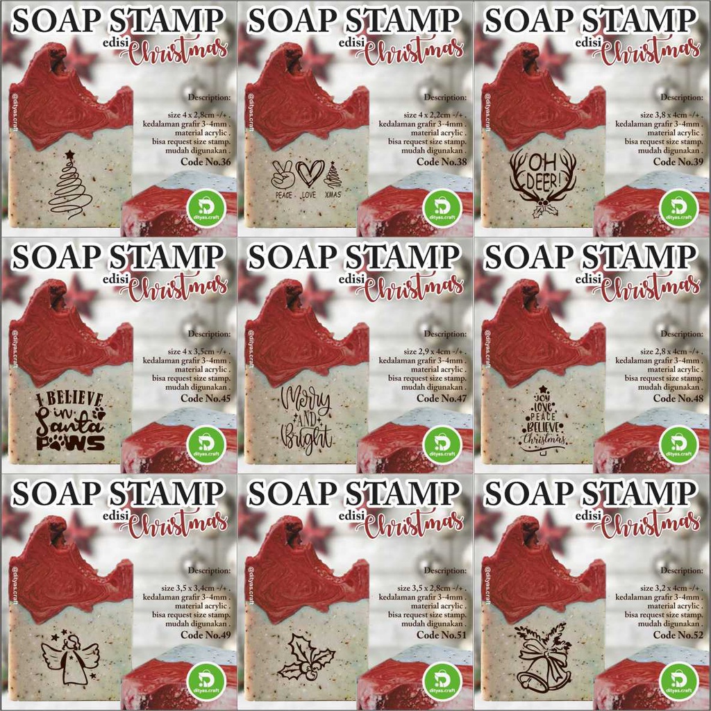 

soap stamp / stempel sabun / edisi MERRY CHRISTMAS code 36,38,39,45,47,48,49,51,52