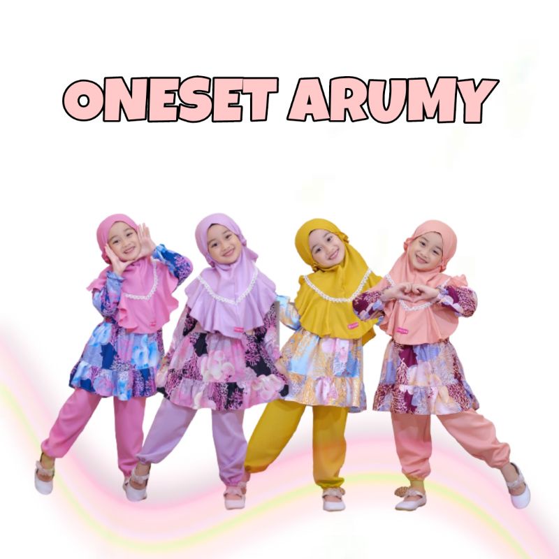 Oneset Arumy | One set Arumi anak set jilbab by Mput Konveksi