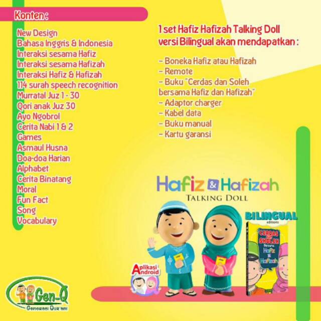 Boneka edukasi hafiz/hafizah talking doll