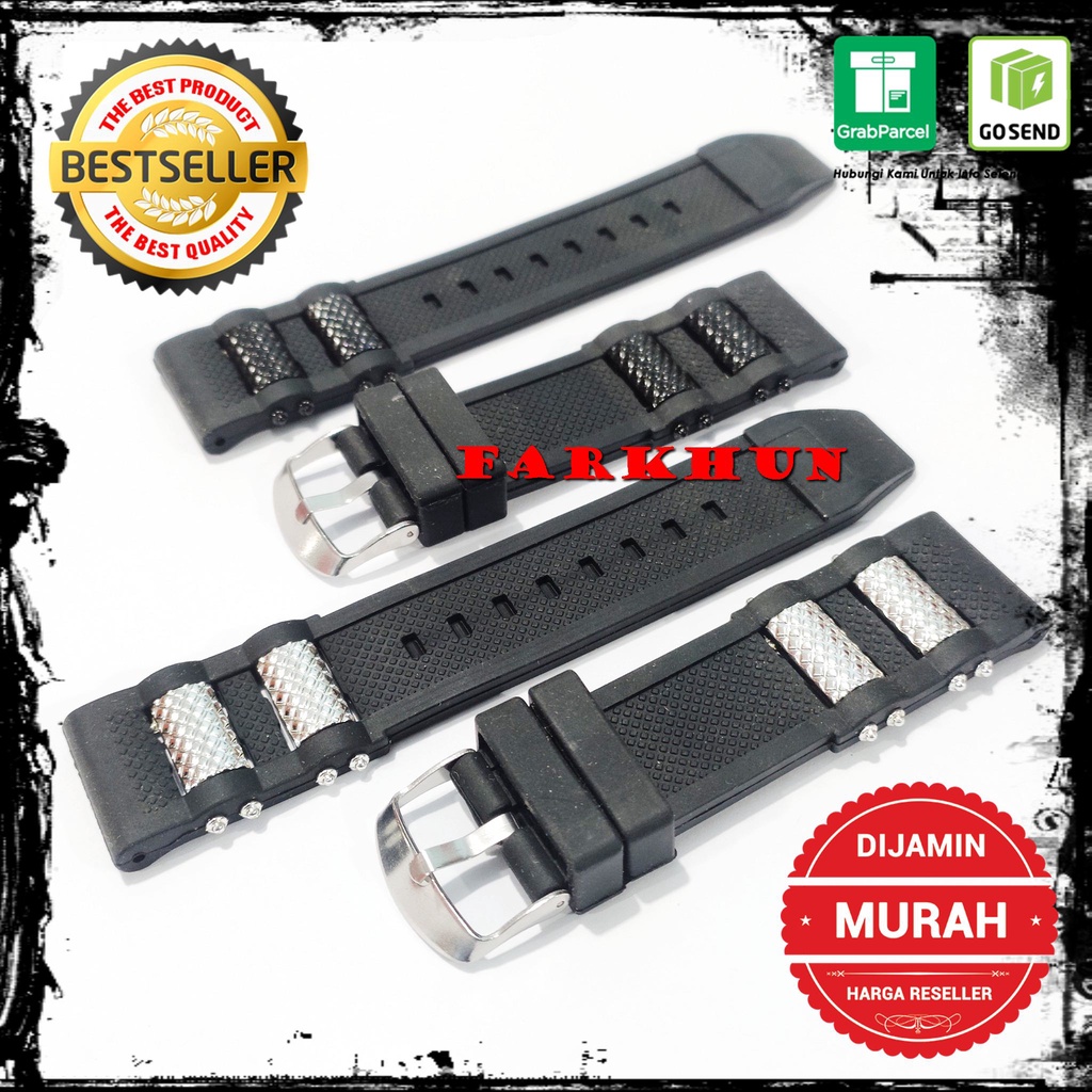 BEST SELLER STRAP RUBBER FASHION 24 MM BLACK BAND TALI JAM TANGAN KARET 24MM HITAM KALEP WATCH UNIVERSAL