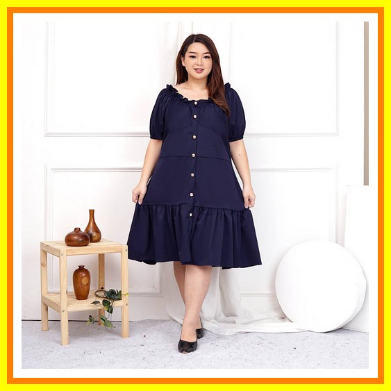 Luce Dress Black-Gold Bigsize Baju Pesta Jumbo Ukuran Besar Dress Natal Bigsize Xl Xxl Xxxl Xxxxl Ha