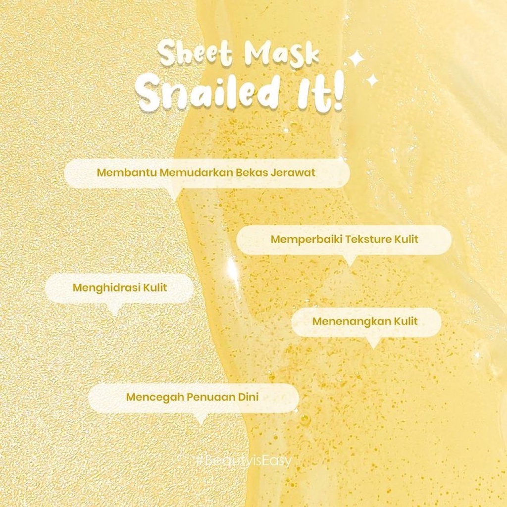 SALSA Sheet Mask Indonesia / Masker Wajah Kusam Flek Bekas Jerawat Kasar Kering Masker Wajah Vitamin ABC Snailed It Hyalu 20gr / Pelembab Moisturizer / Skincare Face Care Facial Wash Toner Serum Cream Sunscreen / Body Scrub / Hair Shampoo Color / Paket