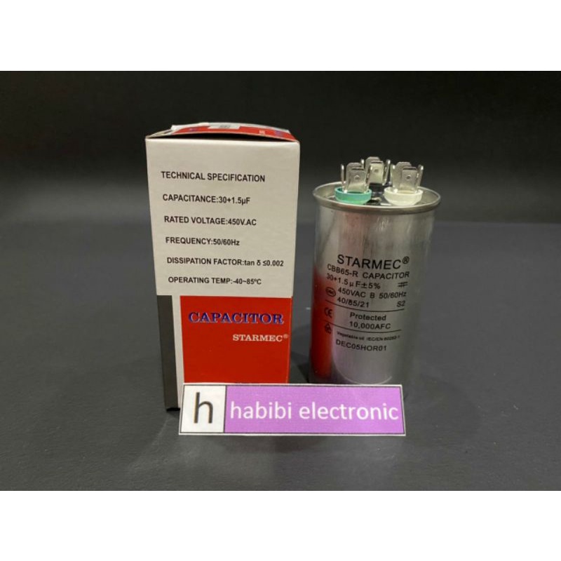 Kapasitor AC 30 + 1.5 uF Kaki 3 Premium Capacitor