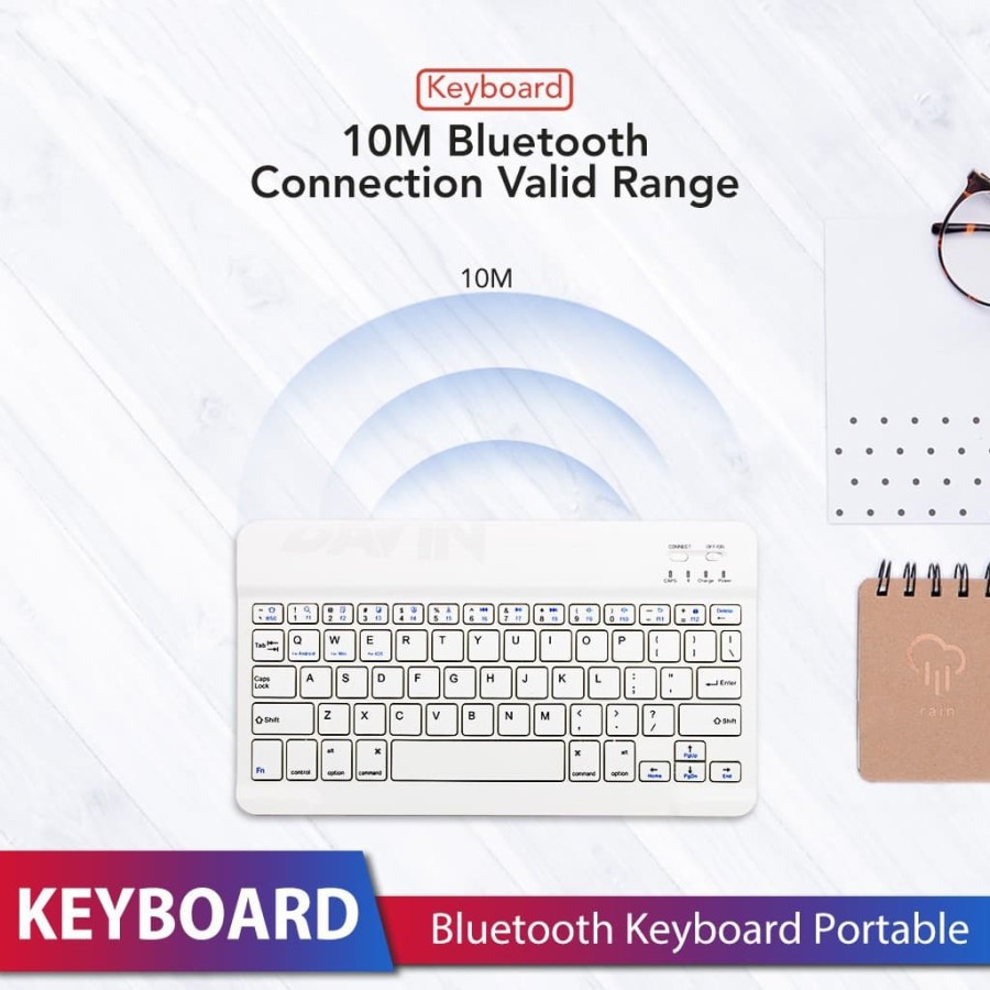 Mini Wireless Bluetooth Keyboard Universal 10 Inch (BONUS MINI STAND) Untuk Android / iOS / Windows