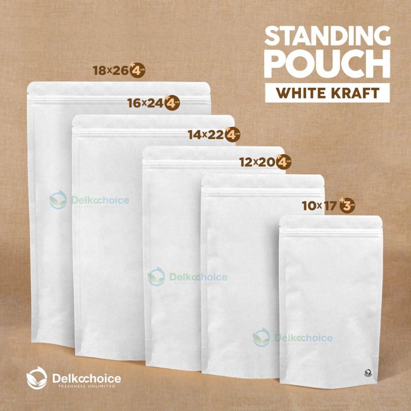 Standing Pouch Kraft Non Window White Plastik Kemasan