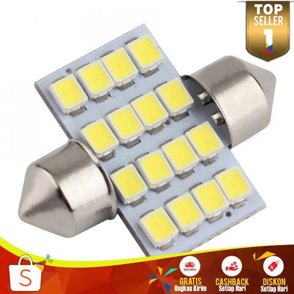 Lampu Interior Mobil LED LI 02 Super White 31mm Festoon 16 Cahaya Terang Lebih Awet Mudah Dipasang