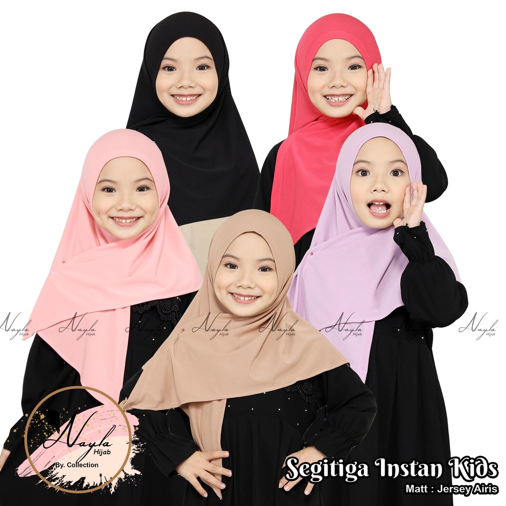 KERUDUNG SEGITIGA INSTAN KIDS HIJAB PASHMINA INSTAN ANAK JERSEY AIRIS TERBARU NAYLA HIJA'B