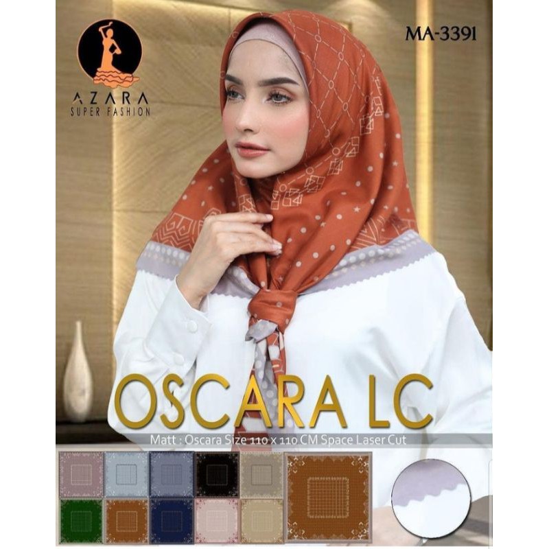 Jilbab segiempat motif azara lasercut
