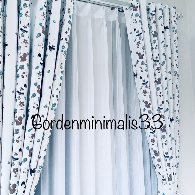 GORDEN MINIMALIS TIRAI GORDENG MURAH MOTIF BURUNG GELATIK BIRU / PING