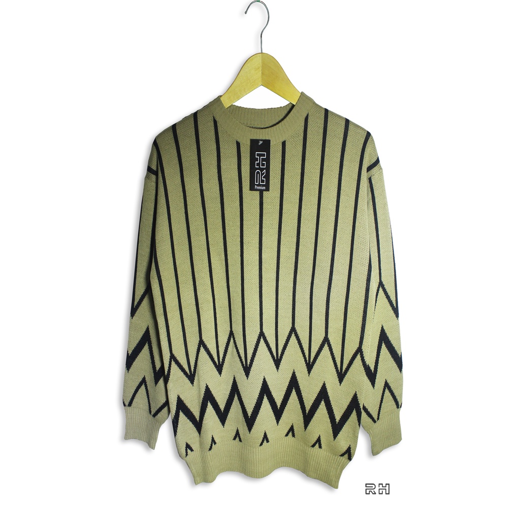 RH - SWEATER BAJU RAJUT PREMIUM KNITWEAR WANITA GARIS ZIG ZAG ALL SIZE LEMBUT TEBAL ORIGINAL