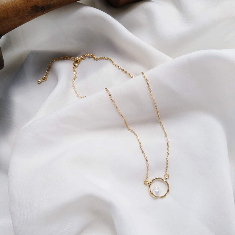 1 Pcs Korea Kalung Mutiara Titanium Pria Kalung Wanita Antikarat Bulat Necklace
