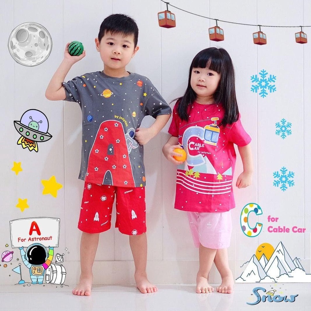 Jellyfish alphanumeric size 2-10y Setelan anak laki-laki Baju brended anak laki-laki Setelan anak la