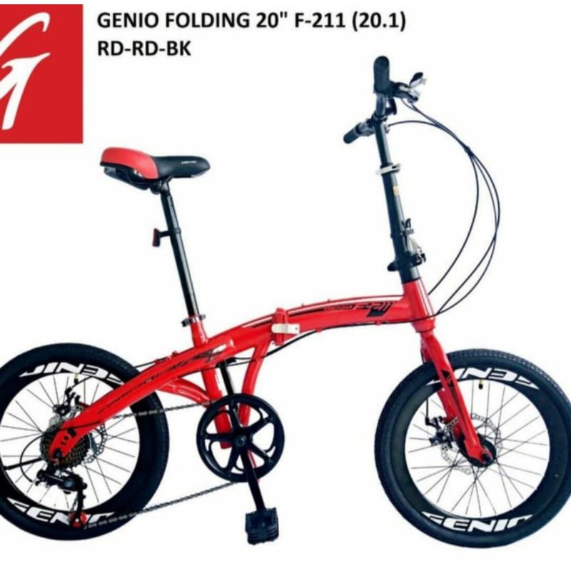 Sepeda lipat 20inch Genio F211 rem cakram 7 speed
