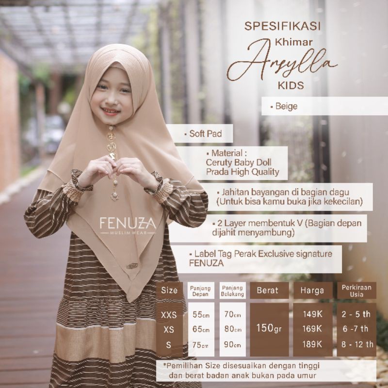 Gamis  Marvella Bronze brown kids Fenuza Sarimbit Lebaran idul Fitri