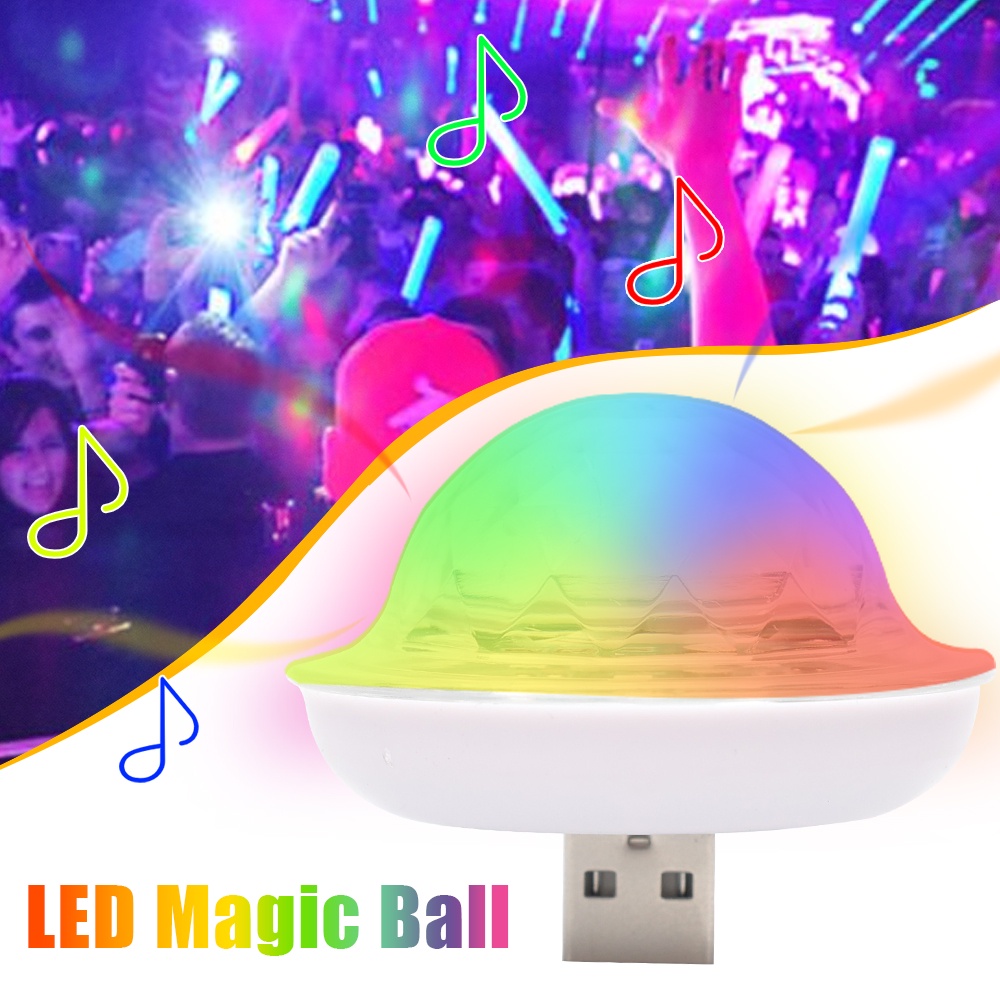 Lampu Disko LED RGB Mini USB-C 5V Untuk Dekorasi Mobil