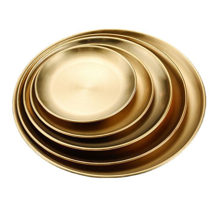 Kingsbakeware Piring Makan Sultan / Dekorasi Stainless Steel European Gold