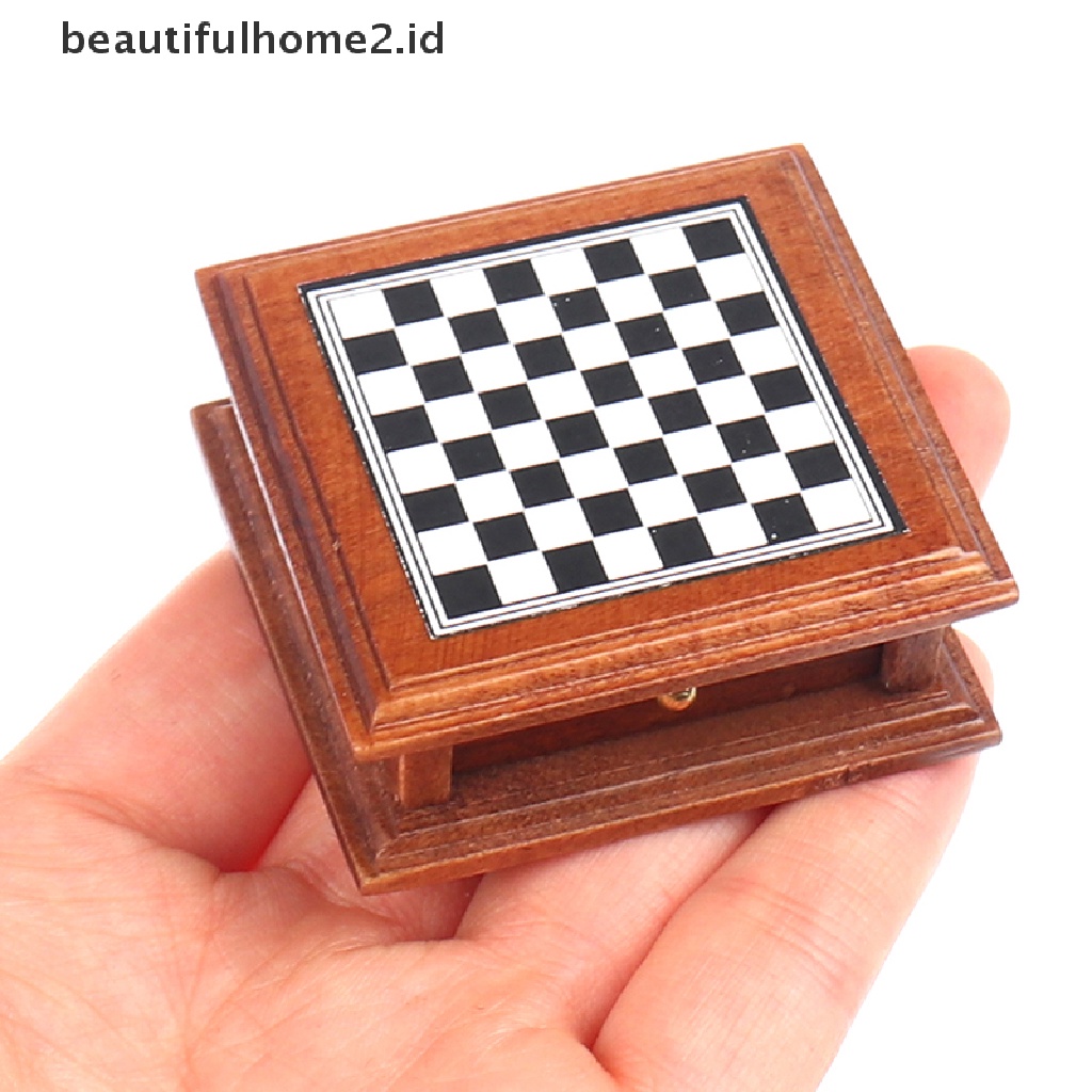 (Beautifulhome2.Id) Mainan Miniatur Papan Catur Skala 1: 12 Untuk Aksesoris Rumah Boneka