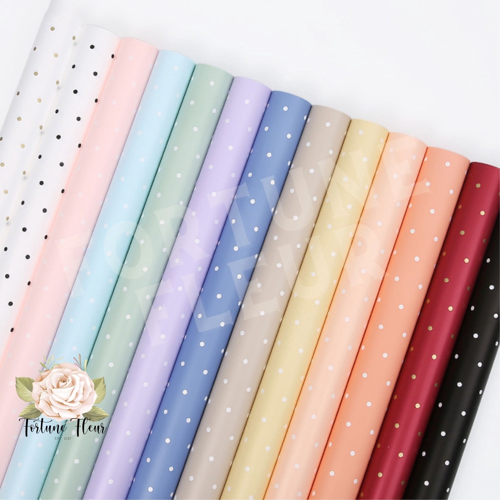 

AJ (5 LEMBAR) KERTAS BUKET POLKADOT KECIL MURAH 1 58Cm * 58Cm BUKET BUNGA | Kertas Pembungkus Bunga Buket Kertas Kemasan