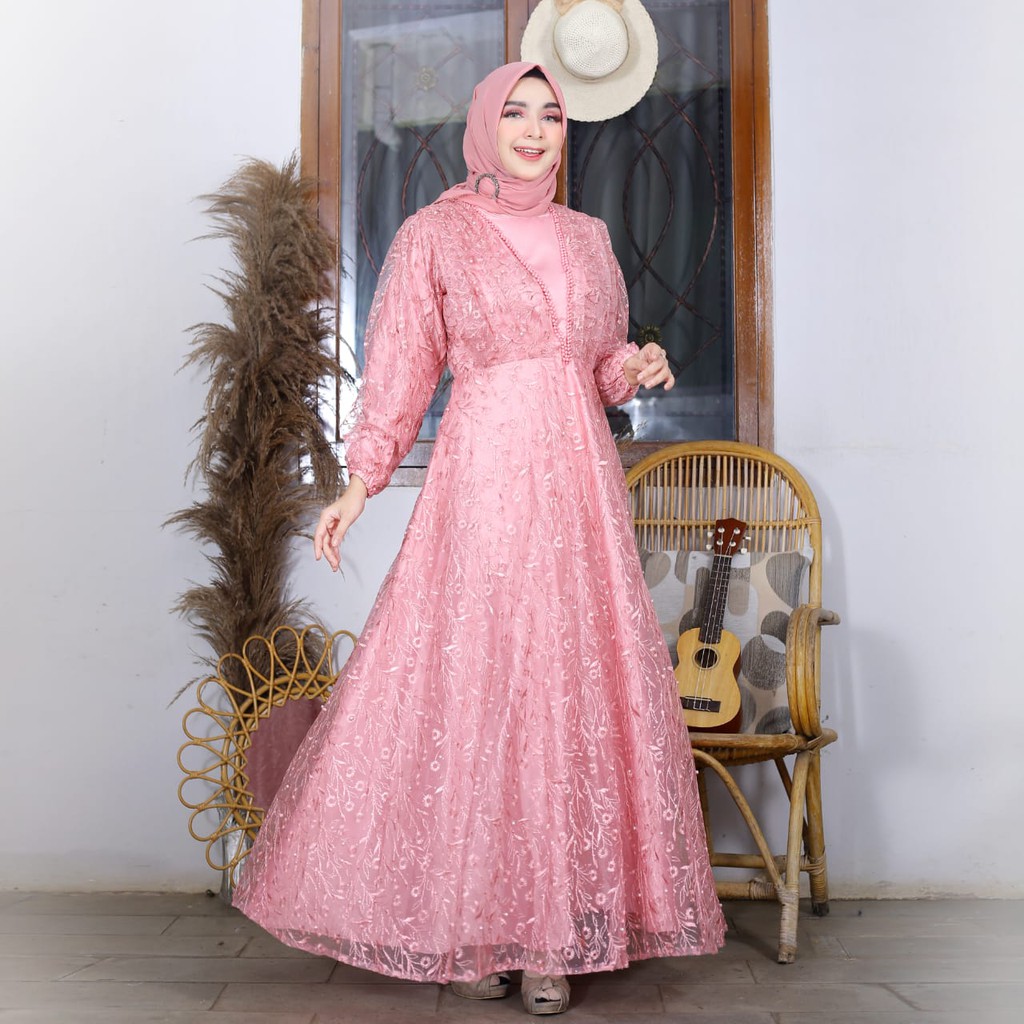 GAUN MUTIARA / GAMIS TULLE PREMIUM / GAMIS PESTA