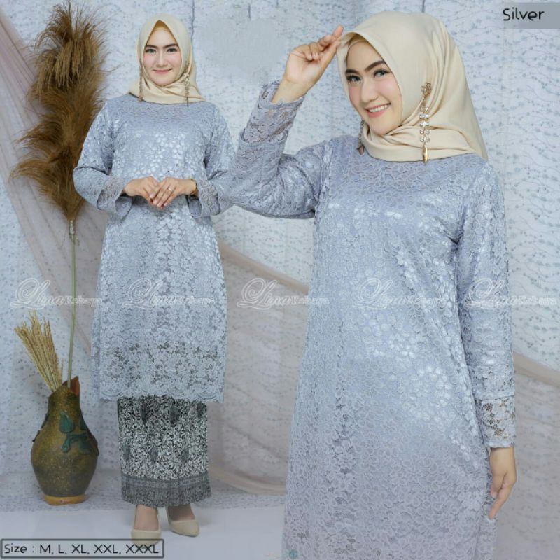 setelan kebaya tunik jumbo ld 120 - 130 / kebaya tunik kinanti / kebaya tunik brokat / tunik kurung