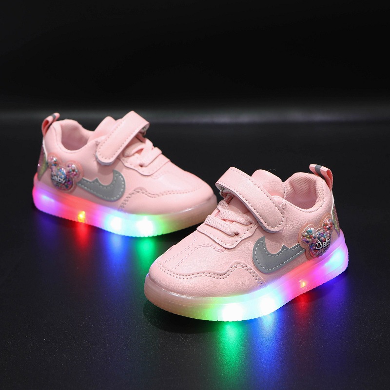 Juragan Junior [COD] Sepatu MAIKY Lampu LED Anak Perempuan Import Size 21-30