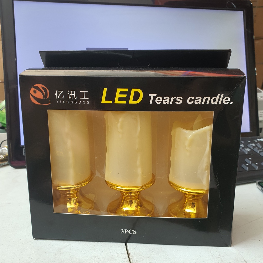 Lilin LED Melt Set 3 Murah Dekorasi Natal Hiasan Lilin Holder Portable