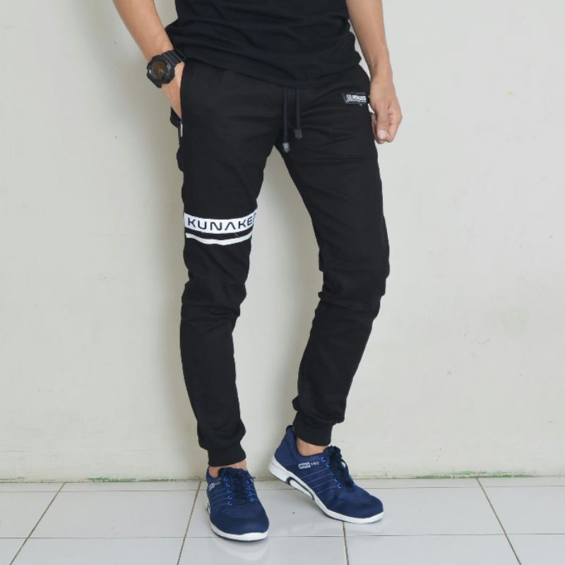 celana joger pria premium / joger pria bordir skinny pria