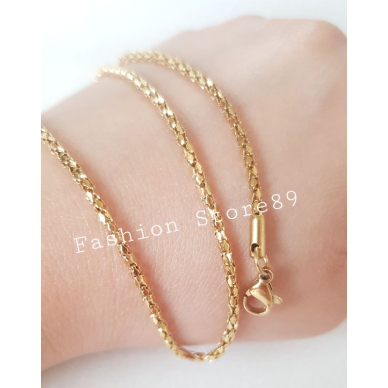 Kalung Belut sisik titanium gold white impor kalung fashion emas titanium antikarat selamanya