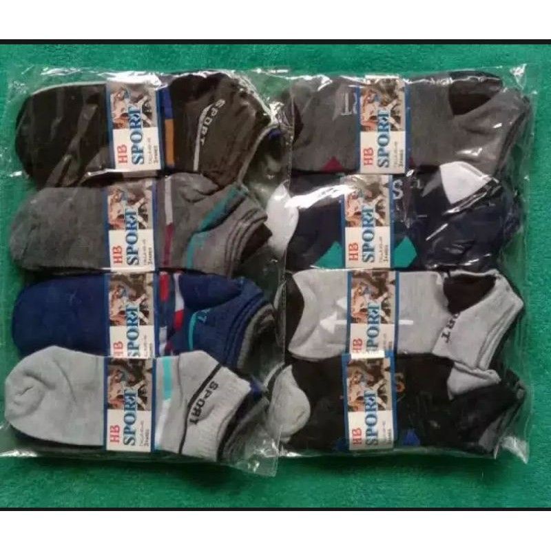 ( RANDOM ) 12 PASANG KAOS KAKI MK SPORT MOTIF SIMPLE /KAOS KAKI OLAHRAGA DEWASA UNISEX