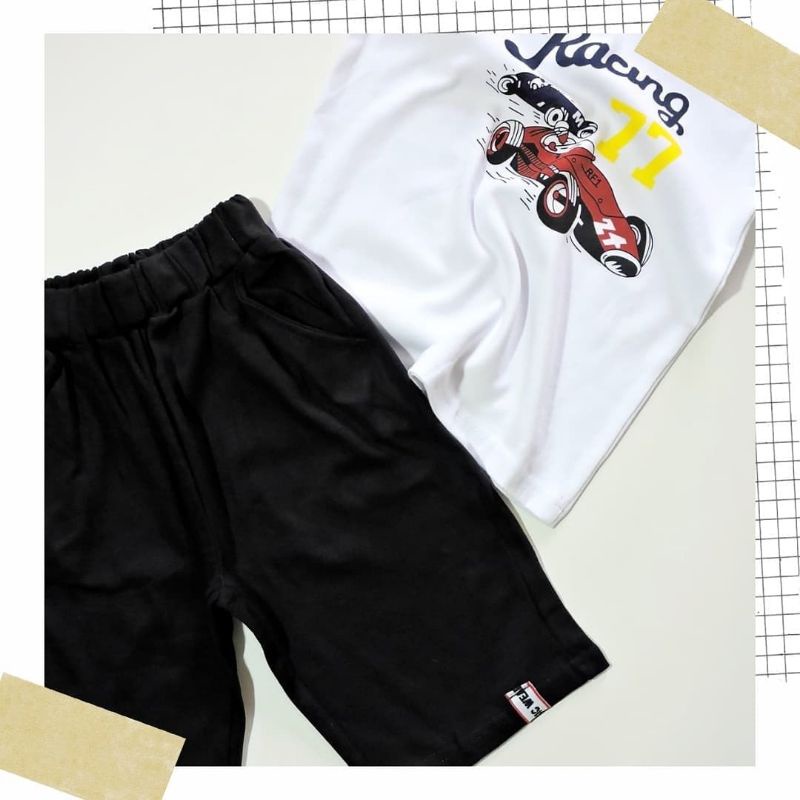 SETELAN ANAK IMPORT RACING 77 STELAN LAKI LAKI/COWOK PREMIUM BAJU ANAK FASHION HARIAN KEREN DISKON