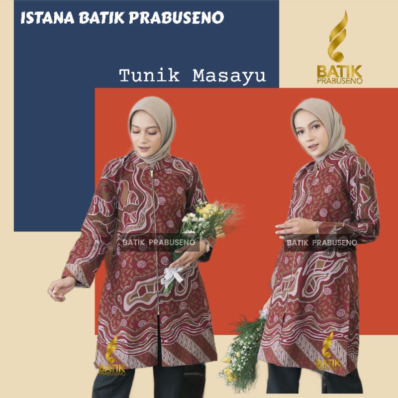 Tunik Masayu Batik Prabuseno Batik Wanita Prabuseno Original Baju Atasan Wanita Tunik Printing Busui