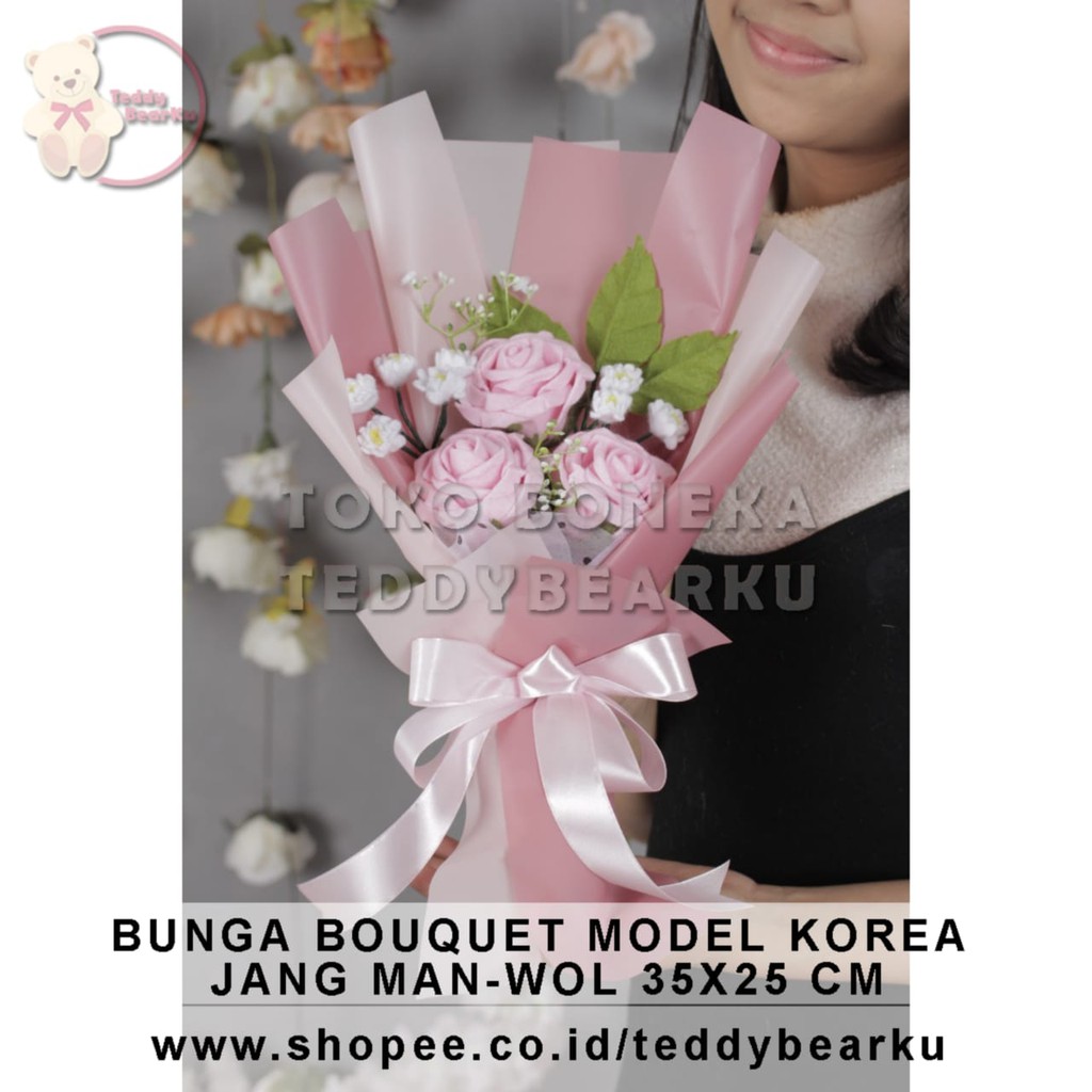 TERLARIS! BOUQUET BUKET BUNGA LOVE MODEL KOREA JANG MAN-WOL KADO VALENTINE / ULTAH / WISUDA / PACAR