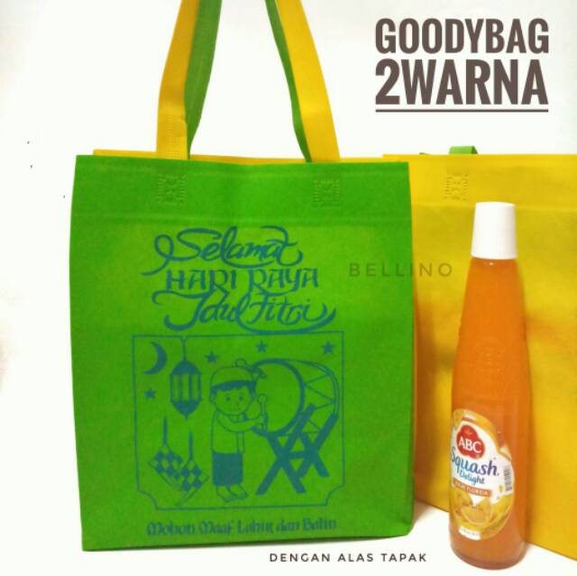 Tas Tenteng Bingkisan Dua Warna / Goodie Bag Idul Fitri Tapak Press Muat Banyak / Tas Hantaran Hari Raya Lebaran Ukuran 30x40