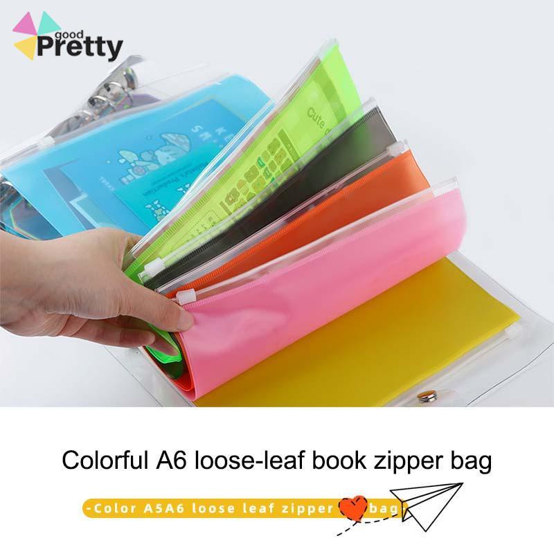 A6 Frosted PVC Ritsleting Tas Penyimpanan Traveller Notebook Organizer Buku Loose-leaf - PD