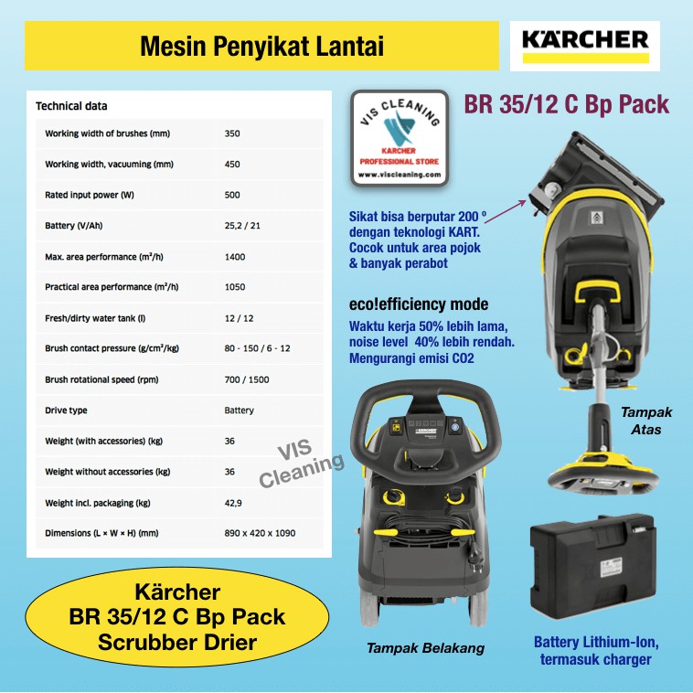 Scrubber Drier Karcher BR 35/12 C Bp Pack ( Mesin Penyikat Lantai )