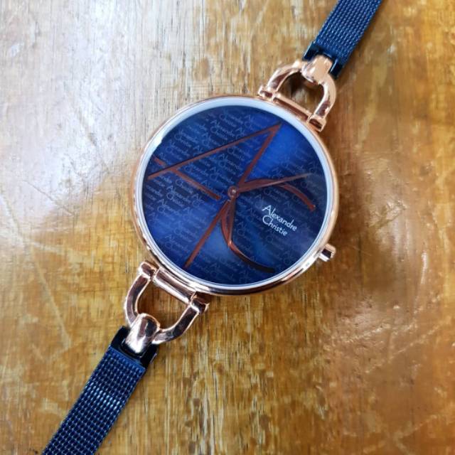 Alexandre christie original rantai pasir jamtangan wanita blue rosegold